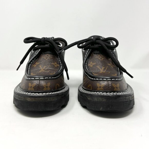 Louis Vuitton Beaubourg Derby Monogram Chunky Heel Shoes EU 37 - Picture 4 of 10